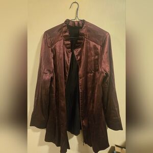 Samuel Dong Deep Burgundy Metallic Women's Blazer